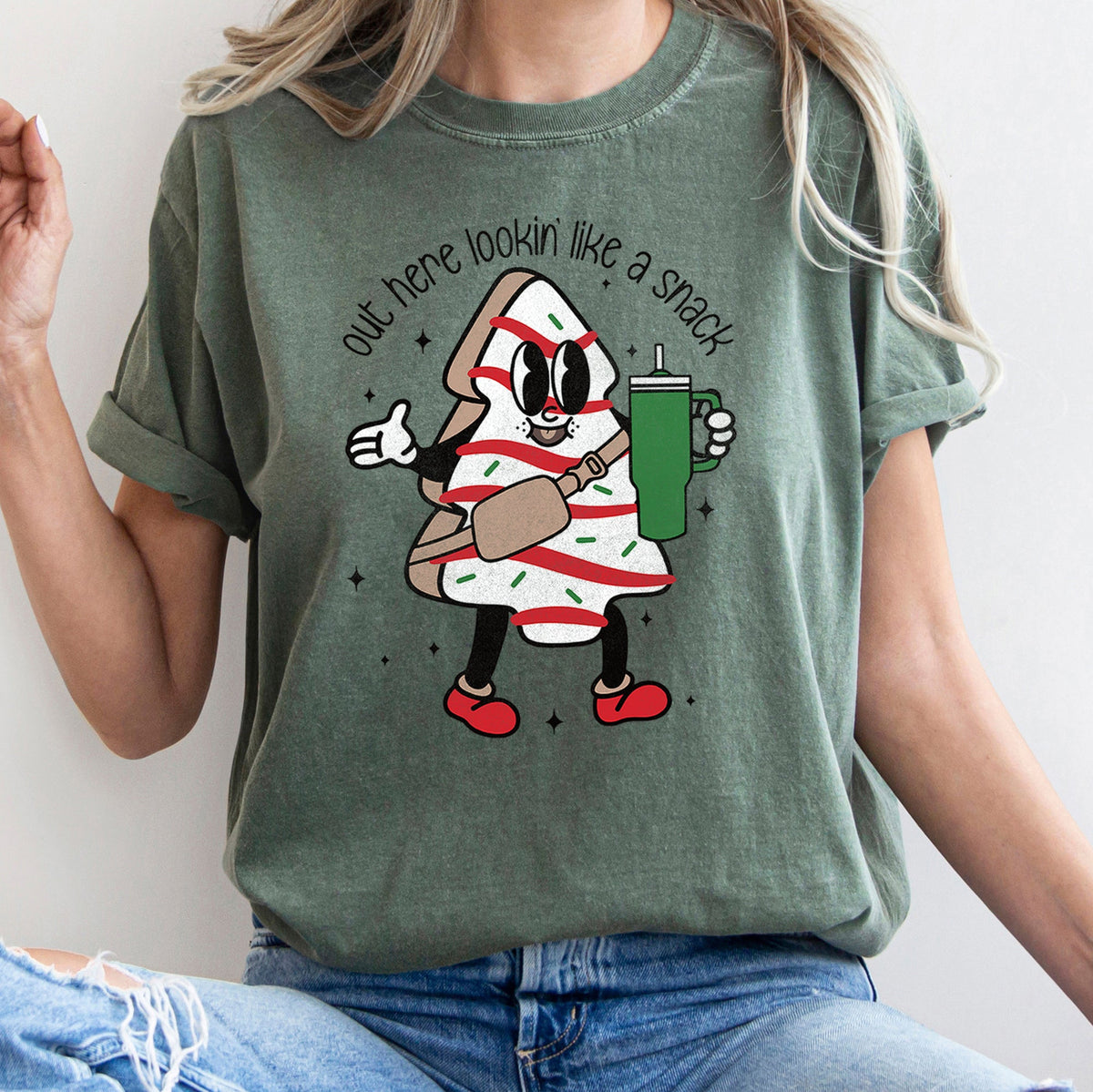 Out Here Looking Like A Snack Christmas Tree Little Debbie Bougie Comfort Colors Tee