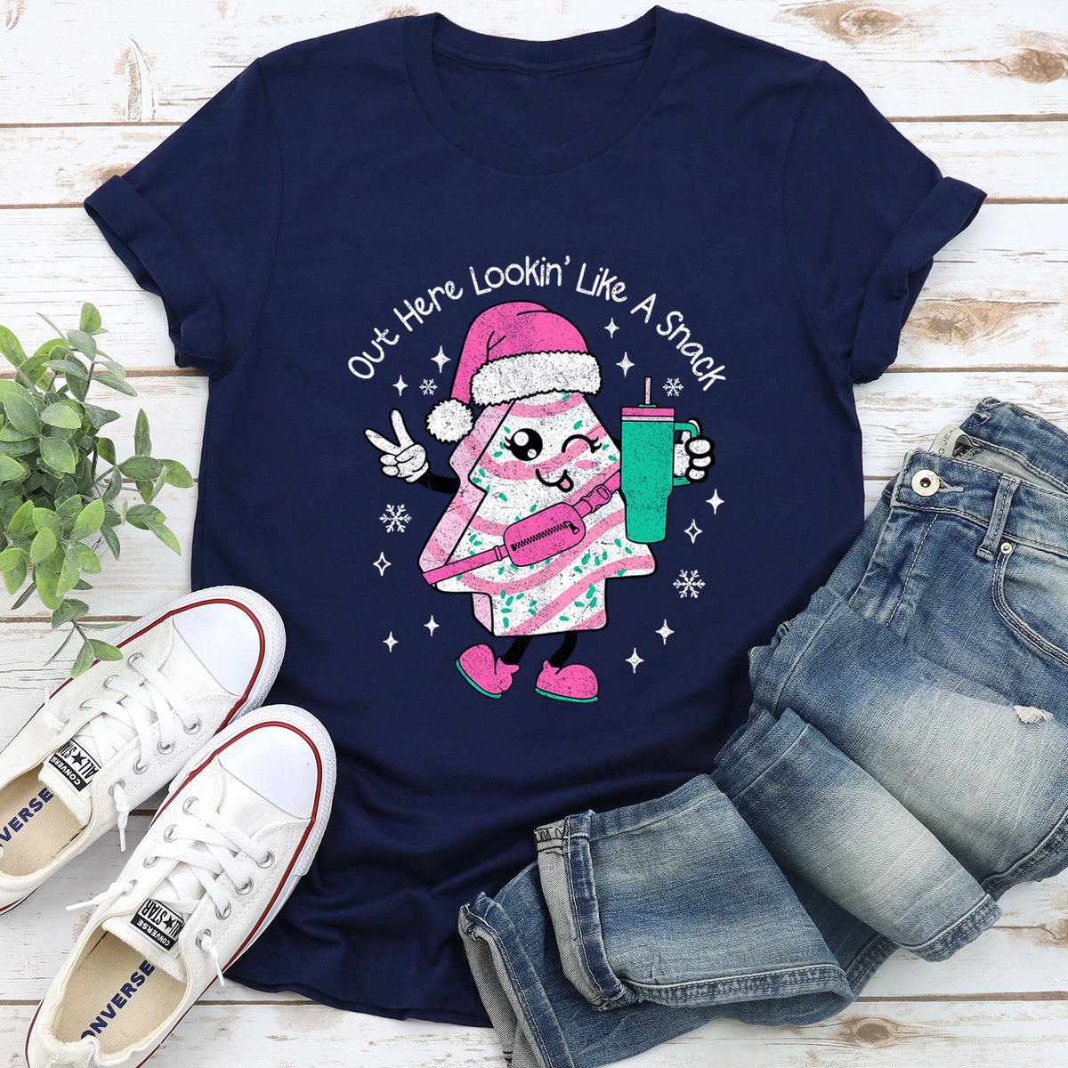 Out Here Looking Like A Snack Pink Little Debbie Stanley Christmas Edition Graphic Tee