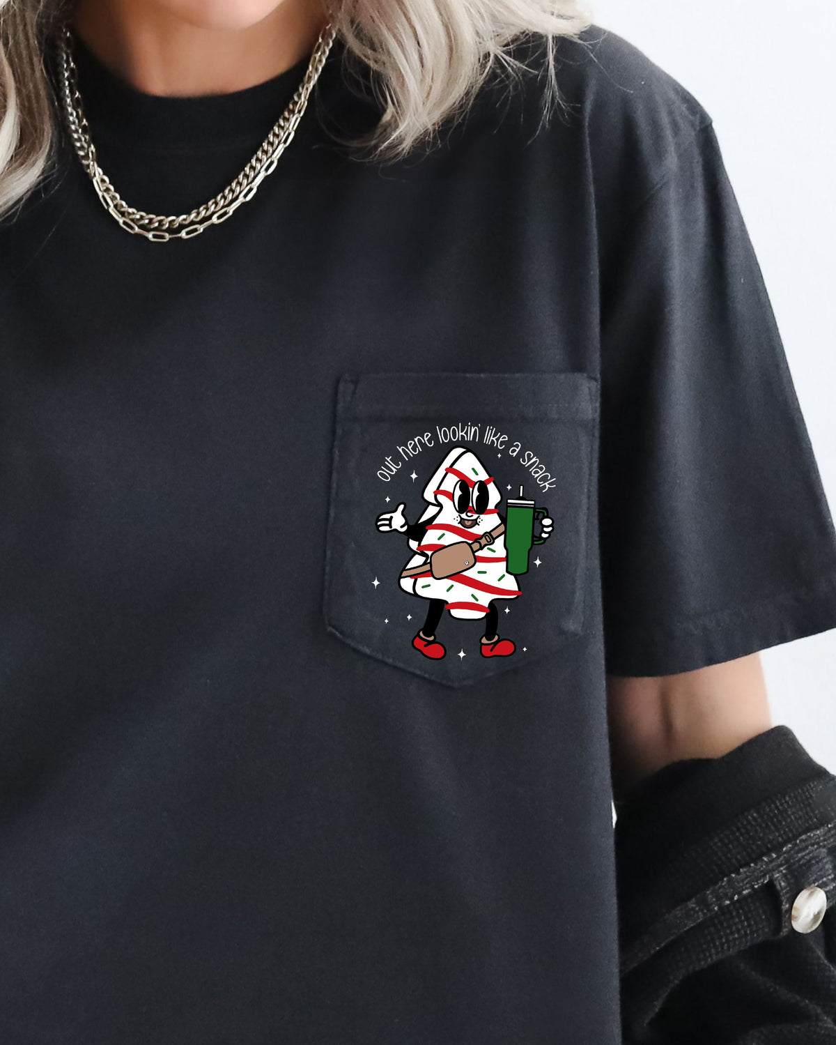 Out Here Looking Like A Snack Pocket Boujee Winter Santa Xmas Comfort Colors Tee