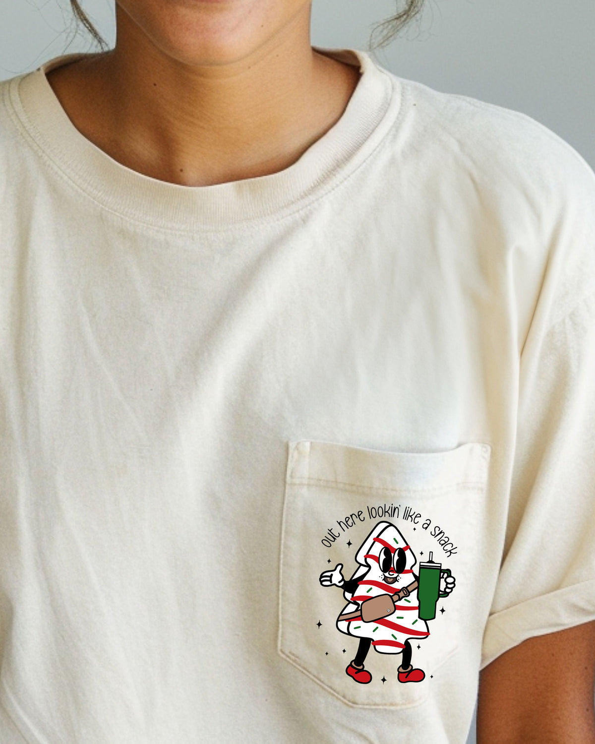 Out Here Looking Like A Snack Pocket Boujee Winter Santa Xmas Comfort Colors Tee