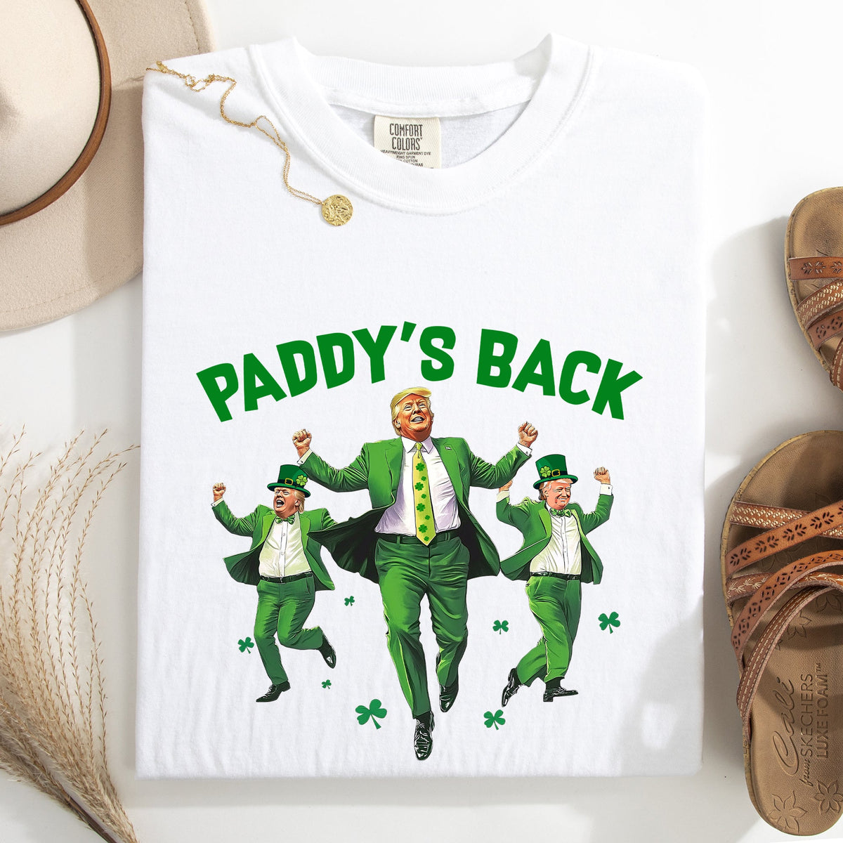 Paddy's Back Trump Politics St Patrick's Day Shamrock Clover Lucky Leprechaun Comfort Colors Tee