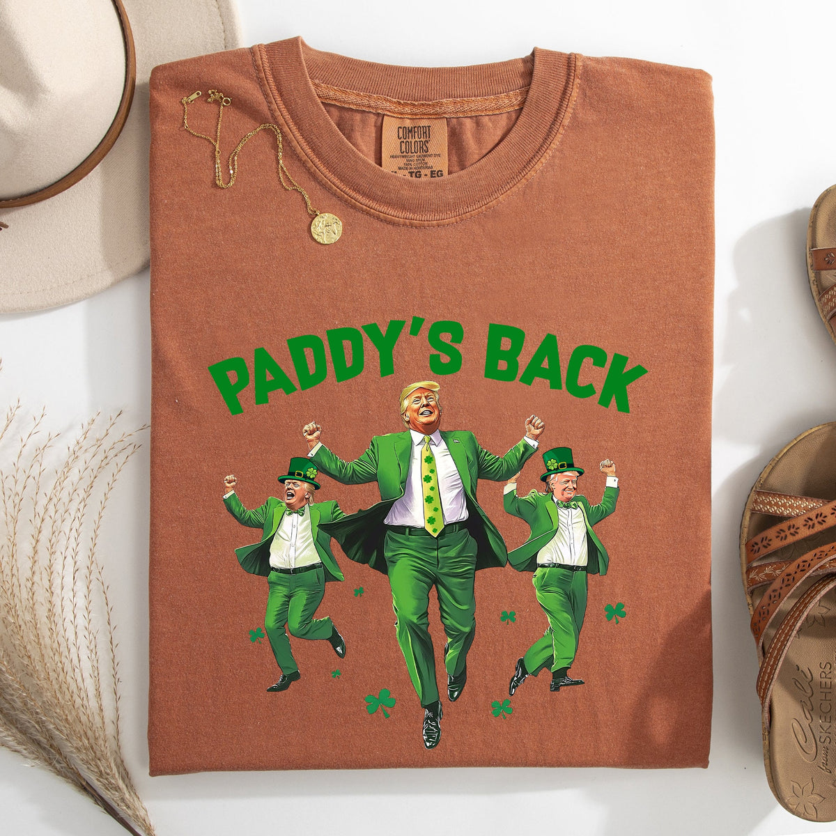 Paddy's Back Trump Politics St Patrick's Day Shamrock Clover Lucky Leprechaun Comfort Colors Tee