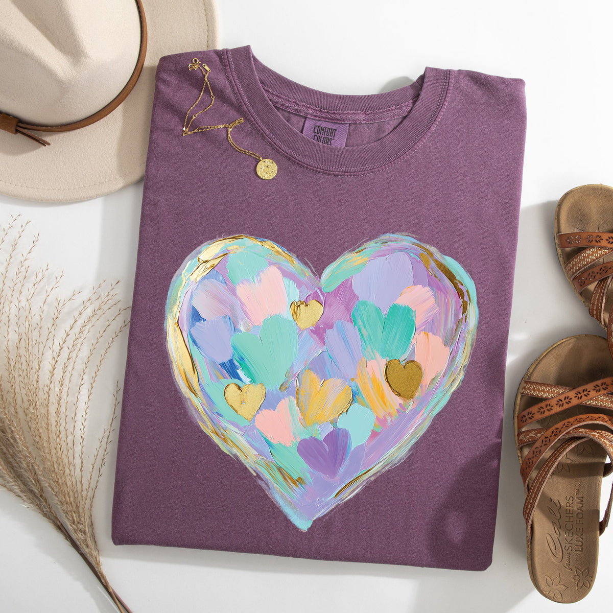 Painted Heart Pastels Easter Bunny Jesus Rabbit Holiday Scene Comfort Colors Tee