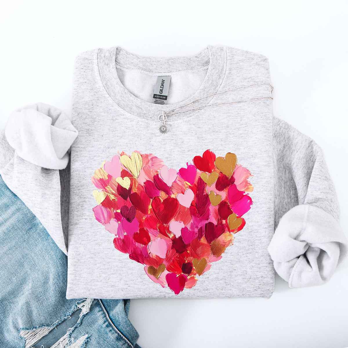Painted Heart Valentine's Day Colorful Love Graphic Artwork Design Collection Sweatshirt