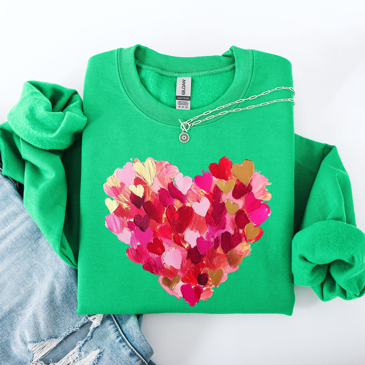 Painted Heart Valentine's Day Colorful Love Graphic Artwork Design Collection Sweatshirt