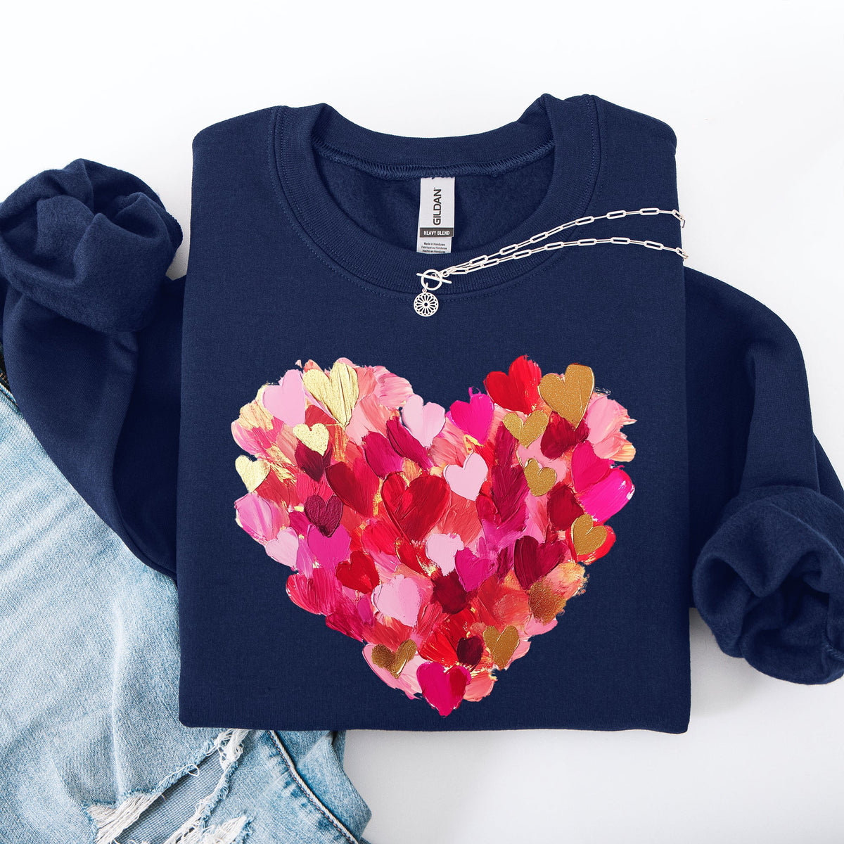 Painted Heart Valentine's Day Colorful Love Graphic Artwork Design Collection Sweatshirt