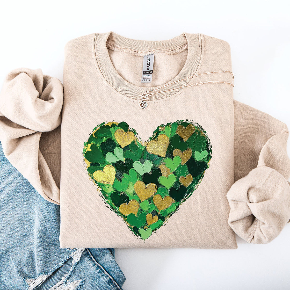 Painted Hearts, St Patrick's Day, Shamrock, Clover, Lucky, Leprechaun Sweatshirt