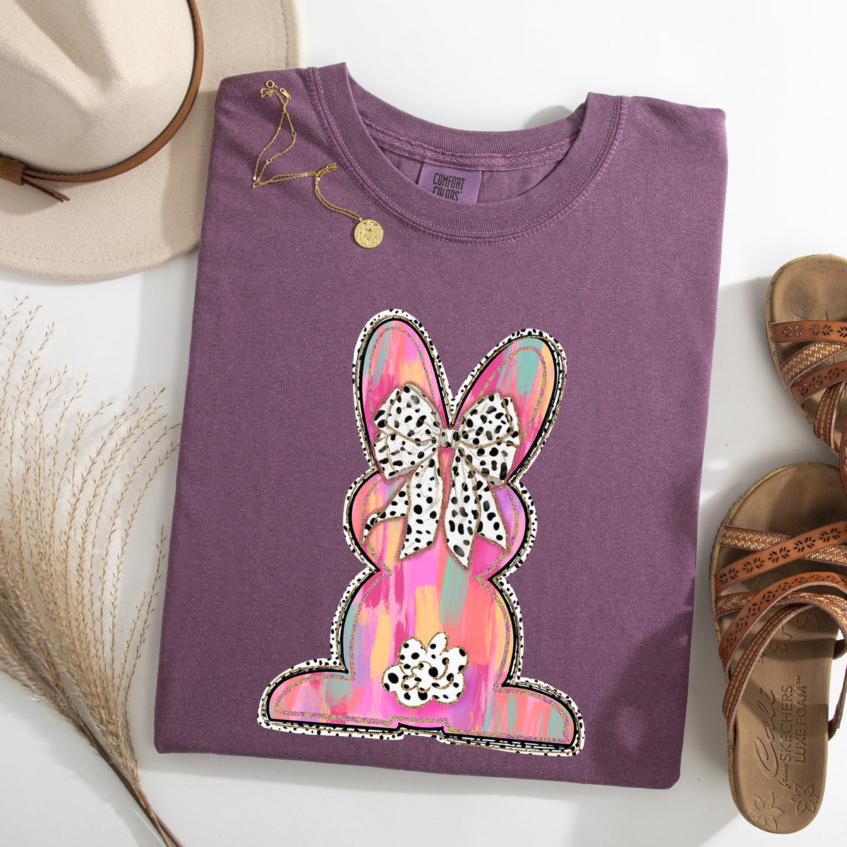 Painted Dalmatian Easter Bunny Jesus Rabbit Holiday Scene Art Comfort Colors Tee