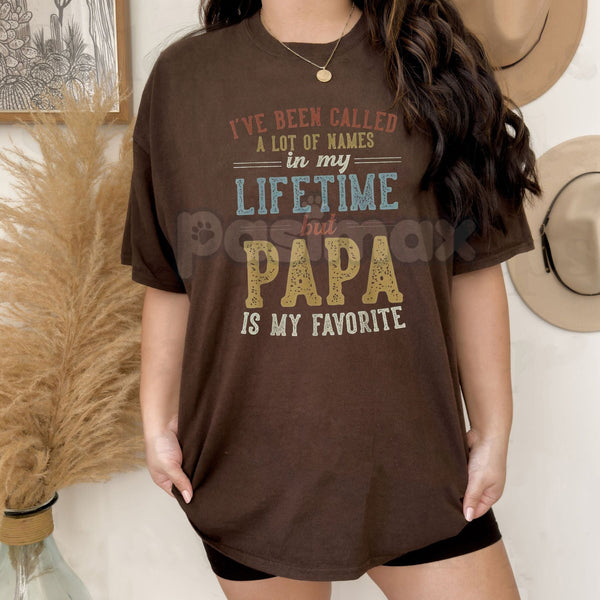 "Papa Is My Favorite Name" Father's Day Papa T-Shirt - Heartfelt Grandfather Gift, Proud Papa Slogan Tee, Best Grandpa Apparel