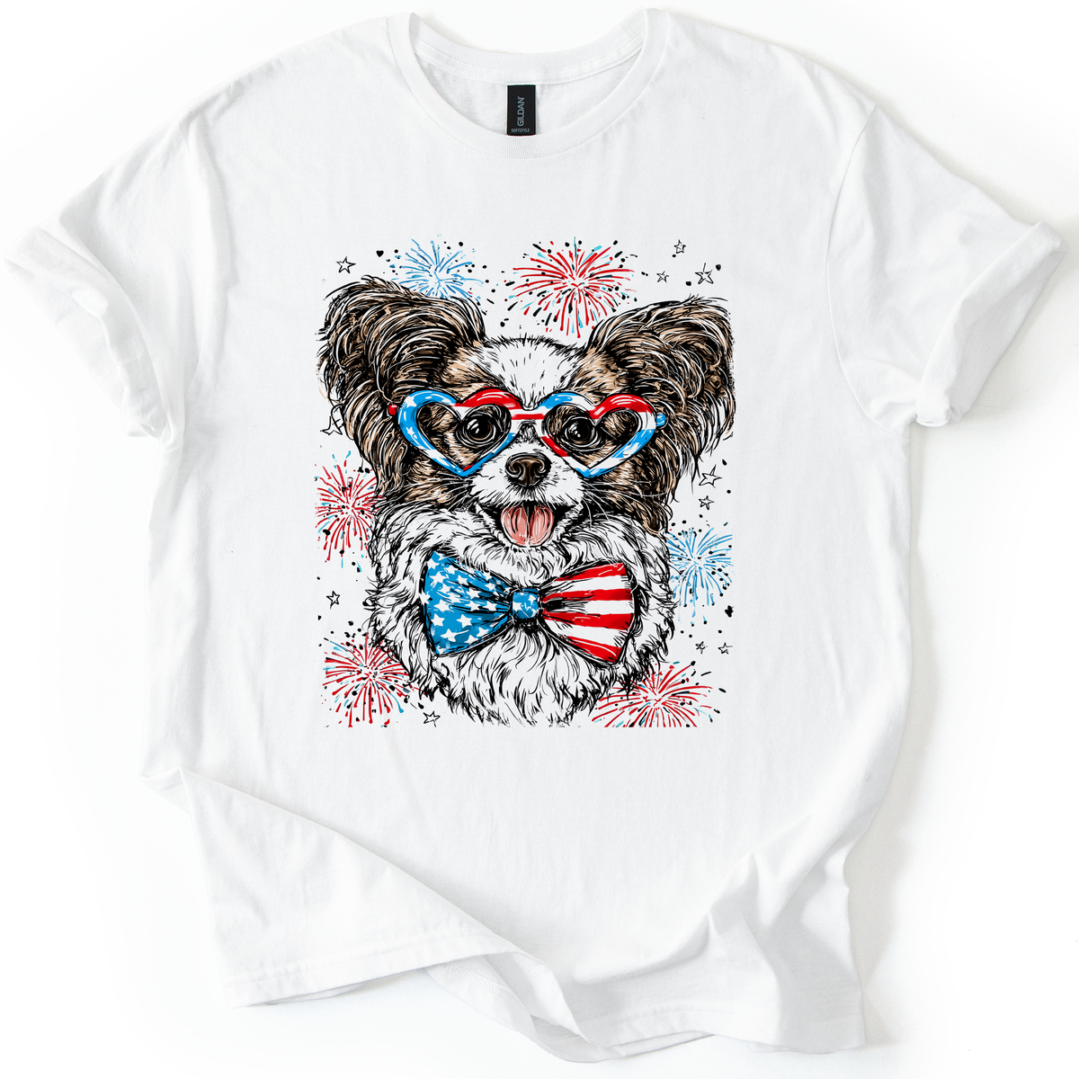 Papillon Patriotic Dog USA Flag Lover Edition For Pet Parents And Fourth Of July Enthusiasts Graphic Tee