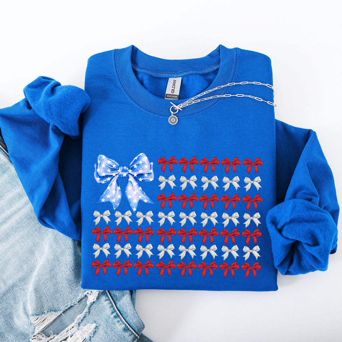 Patriotic Bows Flag USA Coquette Ribbons America Fourth of July Graphic Sweatshirt