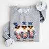 Patriotic Chickens Hippie Fourth Of July Graphic Sweatshirt With Bold Retro Design