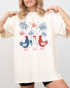 Patriotic Chickens USA America Fireworks Independence Day 4th Of July Comfort Colors Tee