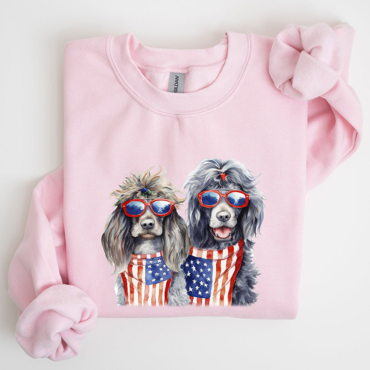 Patriotic Dogs Hippie 4th of July United States Flag Design for Pet Lovers Sweatshirt