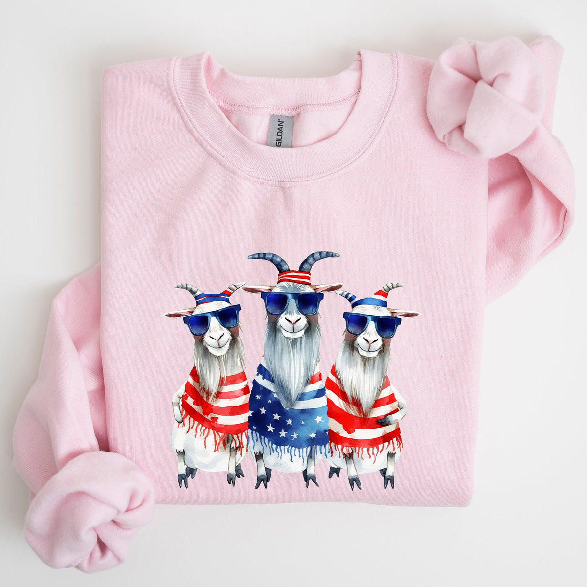 Patriotic Hippie Goats 4th Of July Celebration Edition Hand Drawn Graphic Sweatshirt