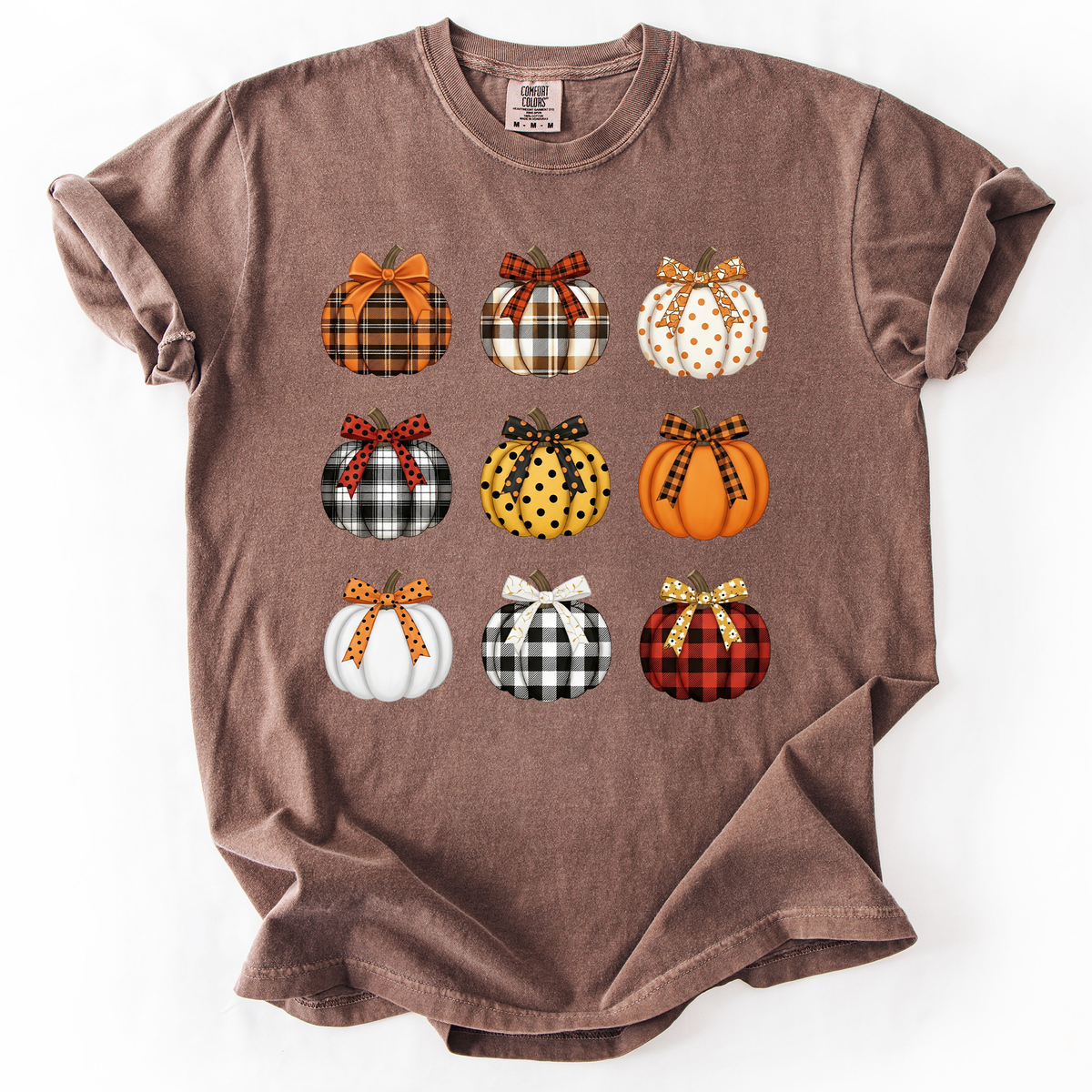 Patterned Pumpkins Watercolor Leopard Print Hand Painted Bouquet Comfort Colors Tee