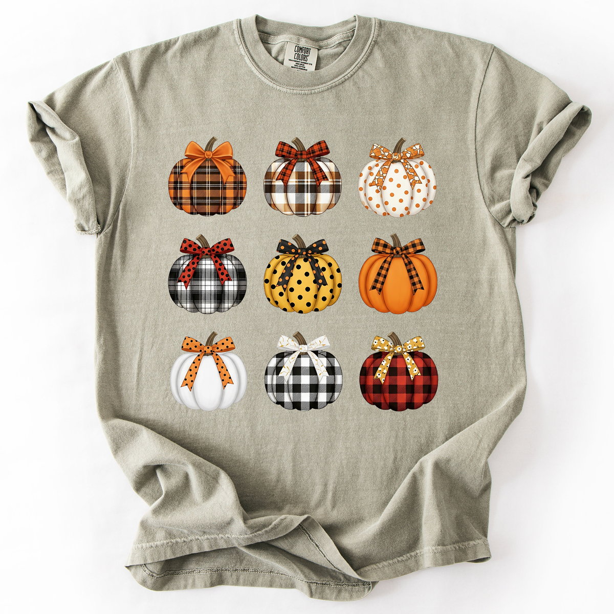 Patterned Pumpkins Watercolor Leopard Print Hand Painted Bouquet Comfort Colors Tee