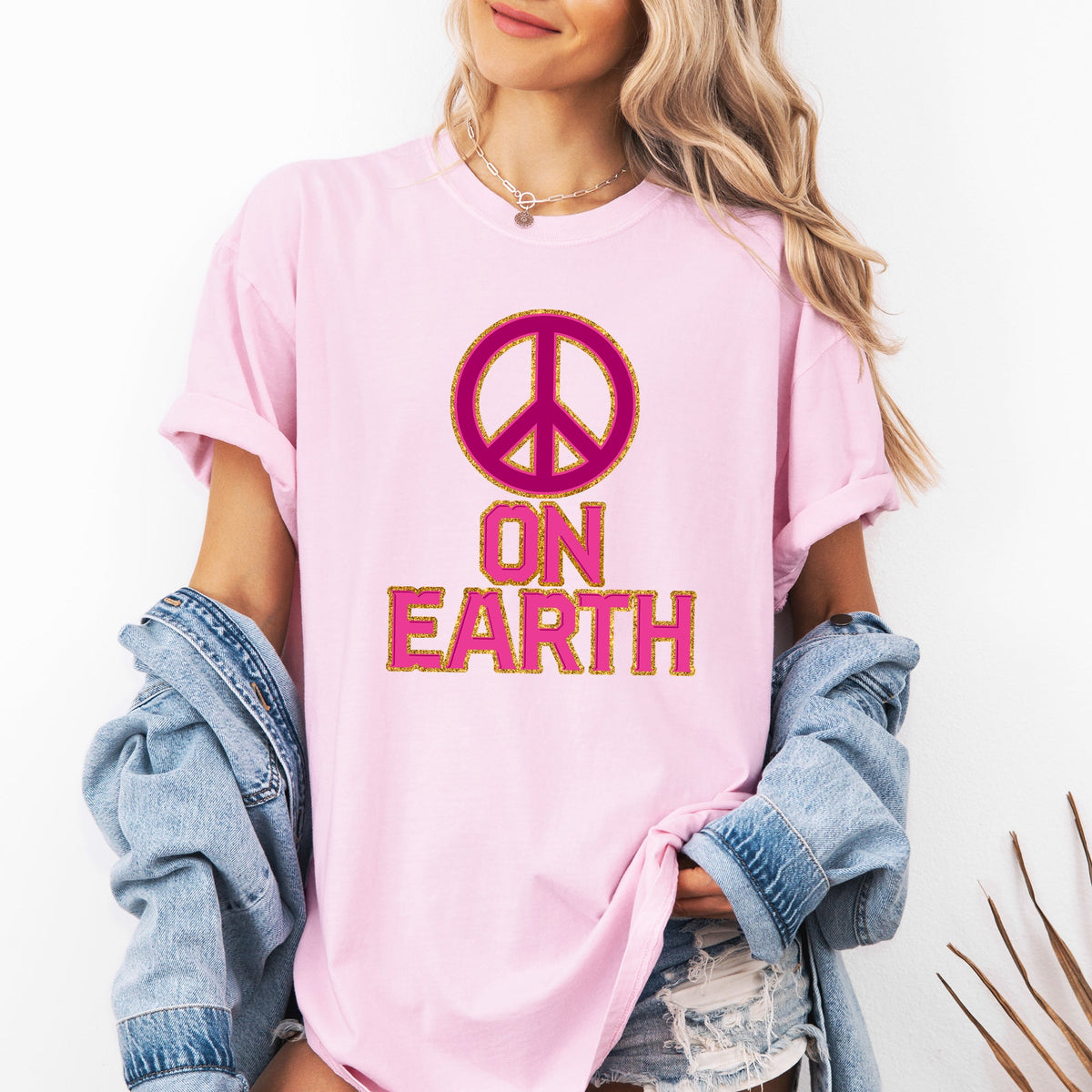 Peace On Earth Christmas Positivity Snow Santa Xmas Seasonal Joy Comfort Colors Tee