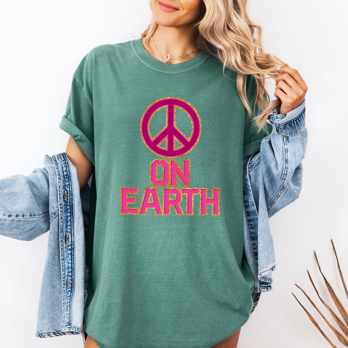 Peace On Earth Christmas Positivity Snow Santa Xmas Seasonal Joy Comfort Colors Tee