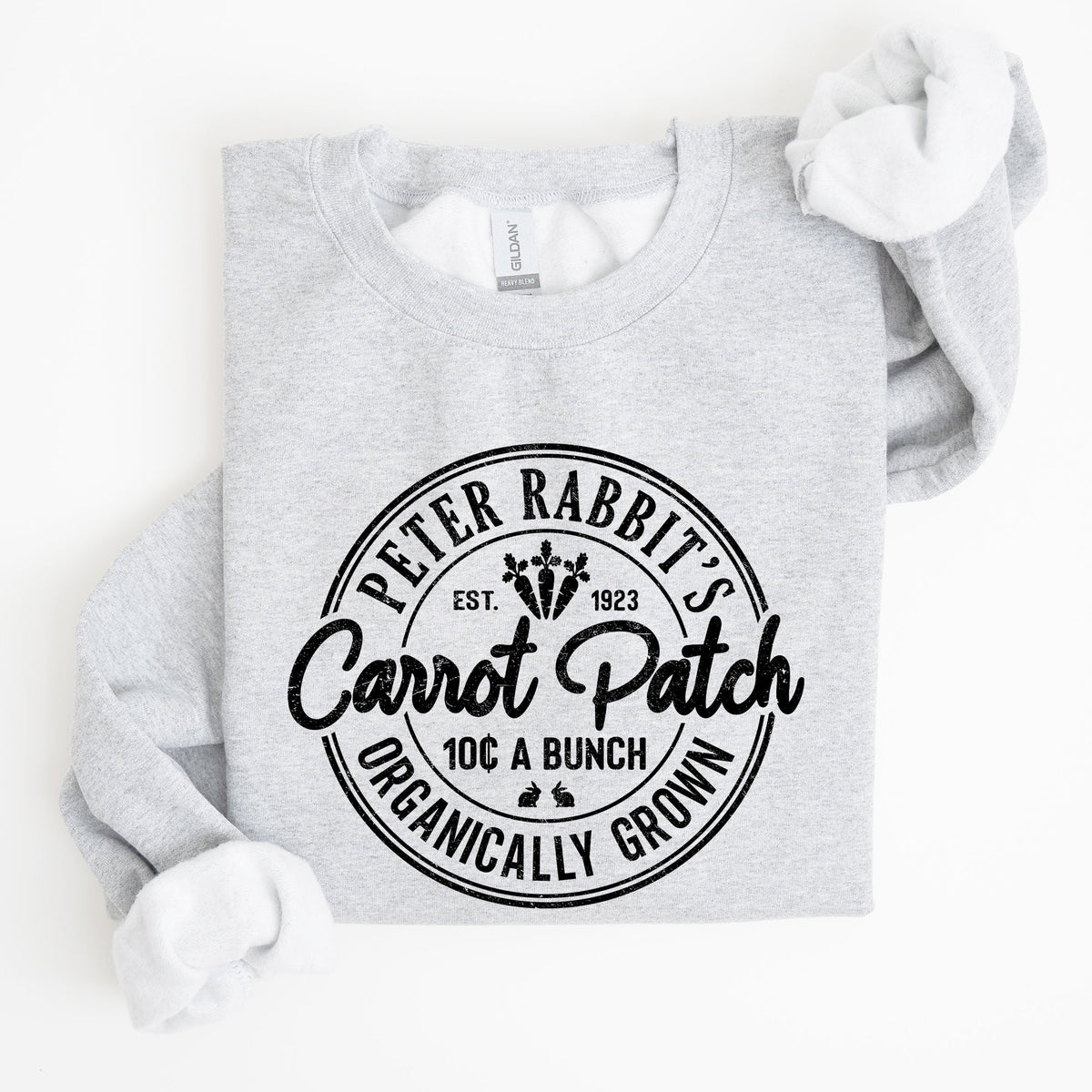 Peter Rabbit's Carrot Patch Vintage Retro Farm Sign Easter Graphic Sweatshirt Cozy Classic