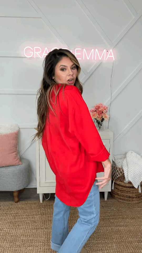 Kathryn Classic Button-Up, Dark Red