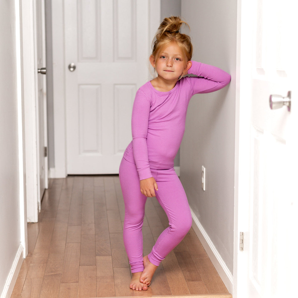 LONG SLEEVE 2 PIECE SETS- Lilac Ribbed