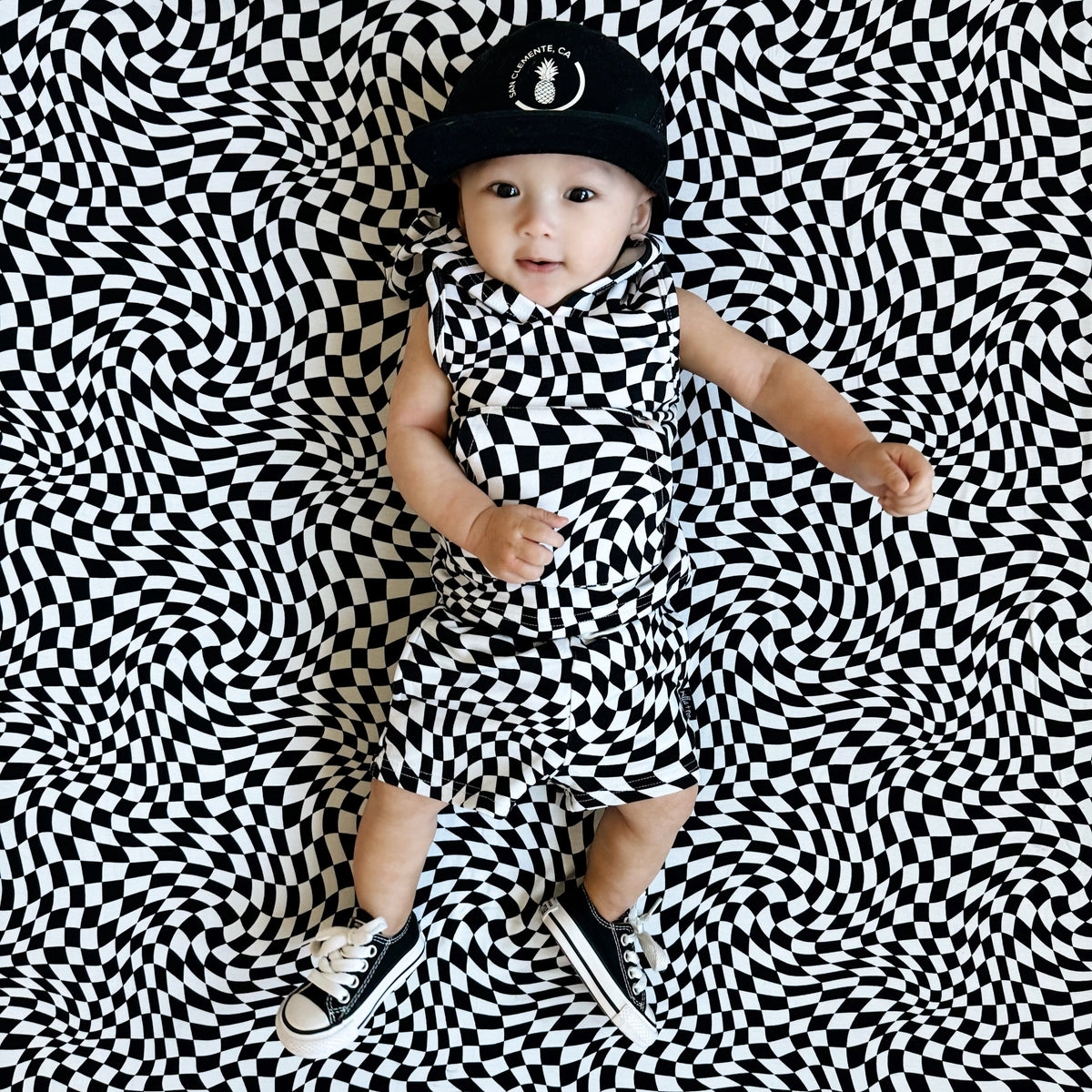 BAMBOO JOGGER SHORTS- Black Dizzy Check