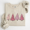 Pink Christmas Trees Winter Snow Santa Festive Seasonal Illustration With Cozy Winter Vibes Sweatshirt