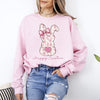 Pink Floral Bunny Easter Jesus Rabbit Holiday Artwork Illustration For Spring Season Sweatshirt