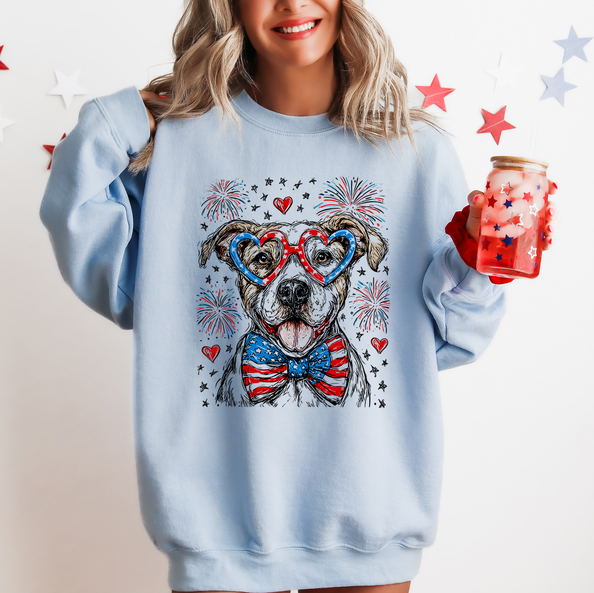 Pitbull Terrier Patriotic Dog 4th Of July USA Patriotism Pet Lover Pride Sweatshirt