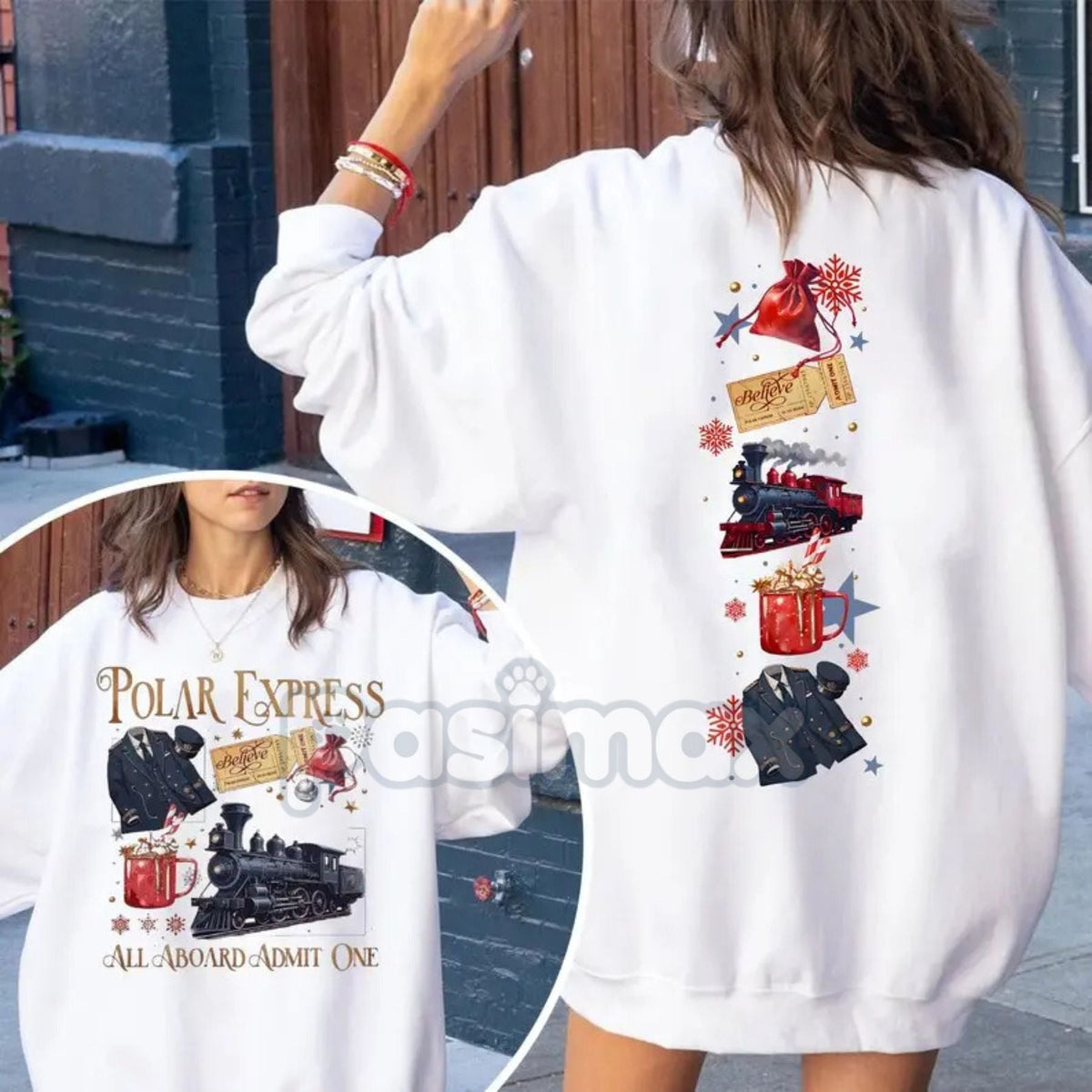 Polar Express Believe Double-Sided Sweatshirt – Retro 90s Christmas Movie Top