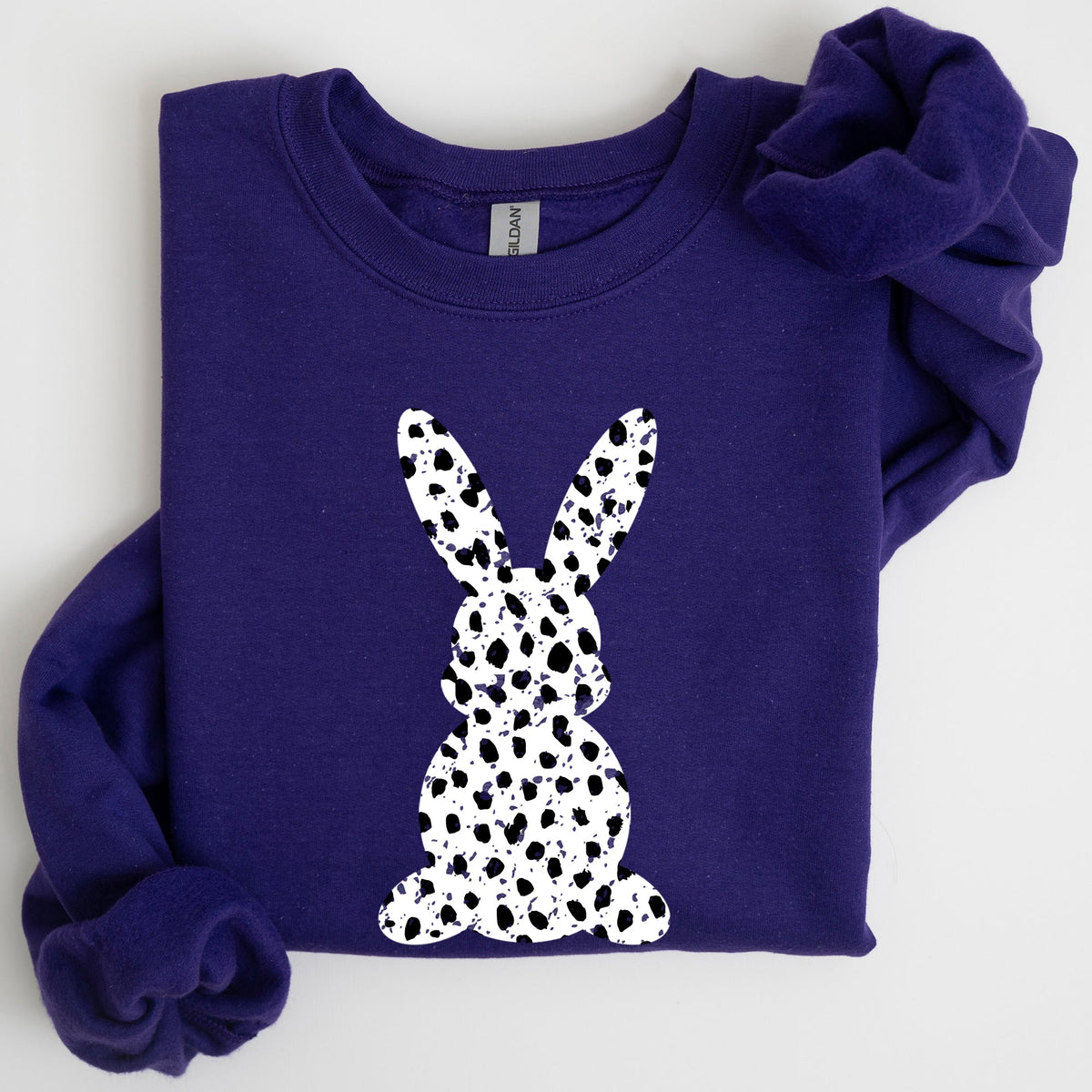 Polka Dot Easter Bunny Dalmatian Print Festive Springtime Pattern With Playful Retro Vibe Sweatshirt