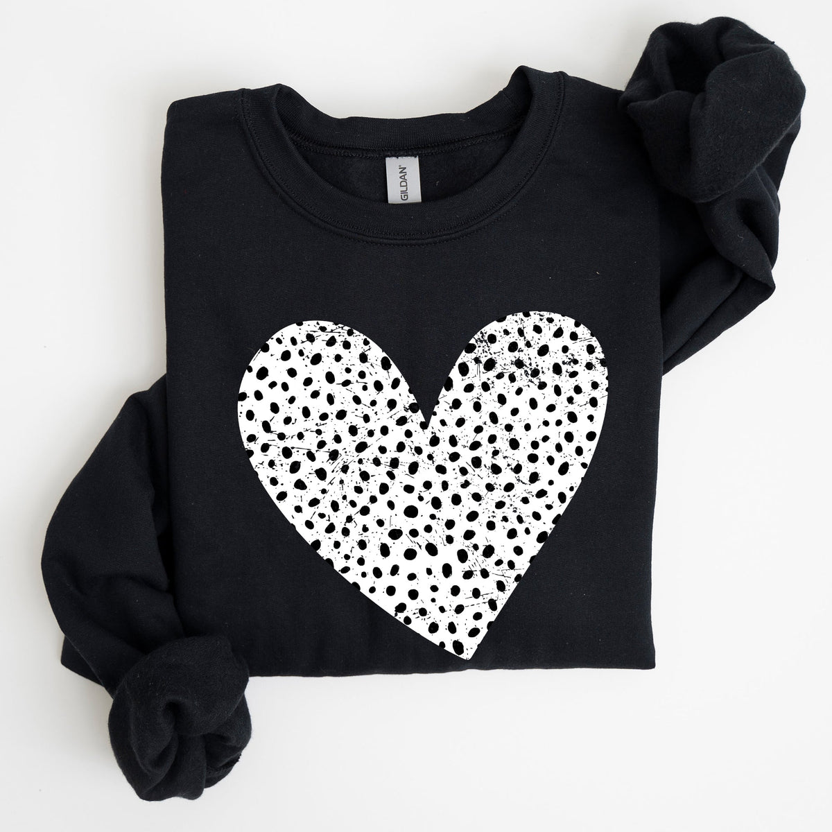Polka Dot Heart Dalmatian Print Valentine's Day Cozy Autumn Warmth Edition Sweatshirt