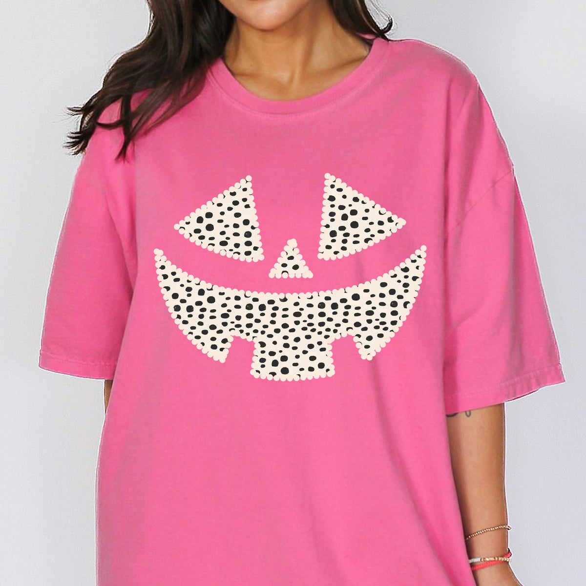 Polka Dot Jack-O-Lantern Dalmatian Witch Trick-Or-Treat Halloween Comfort Colors Tee