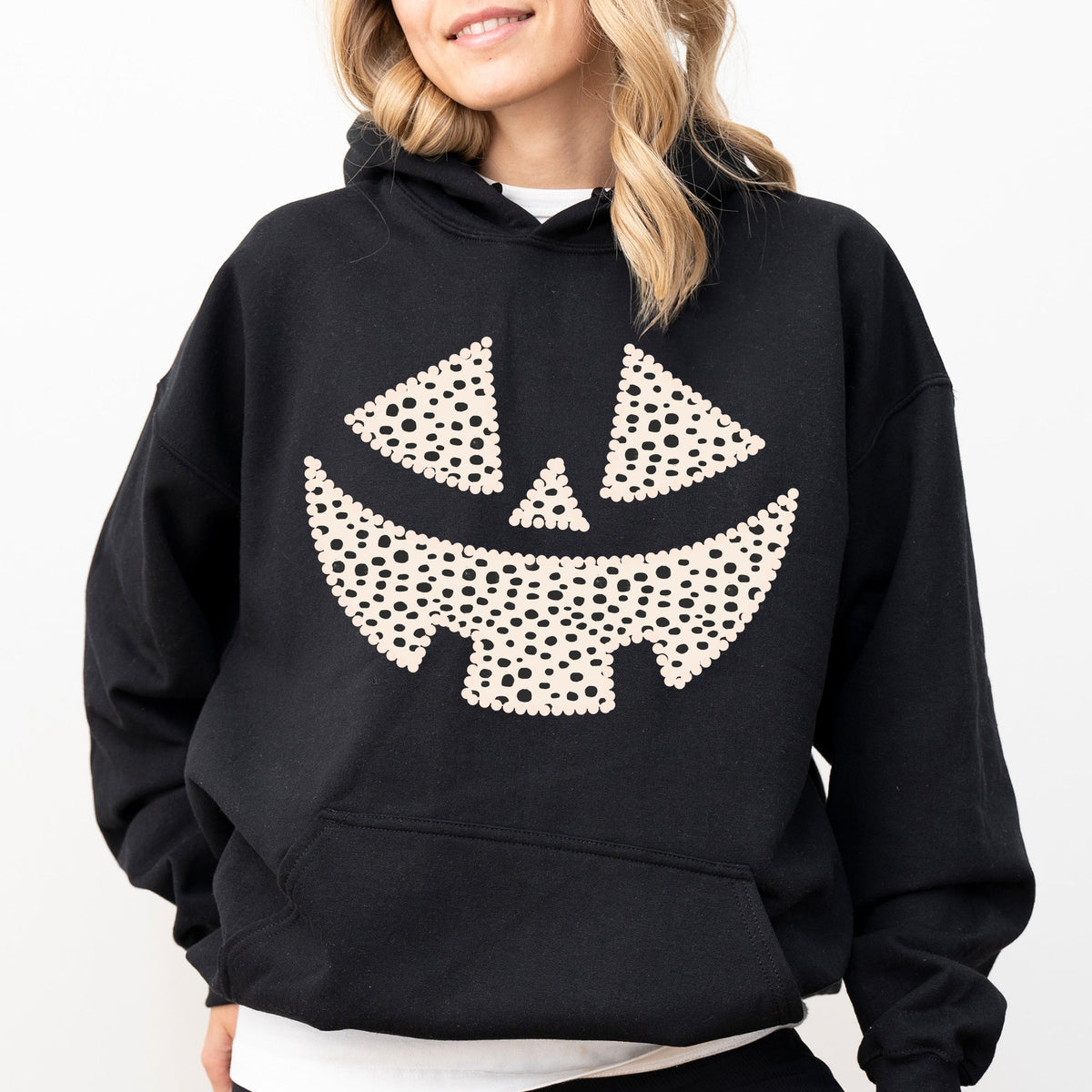 Polka Dot Jack-O-Lantern Dalmatian Pumpkin Halloween Trick Or Treat Witch Hoodie