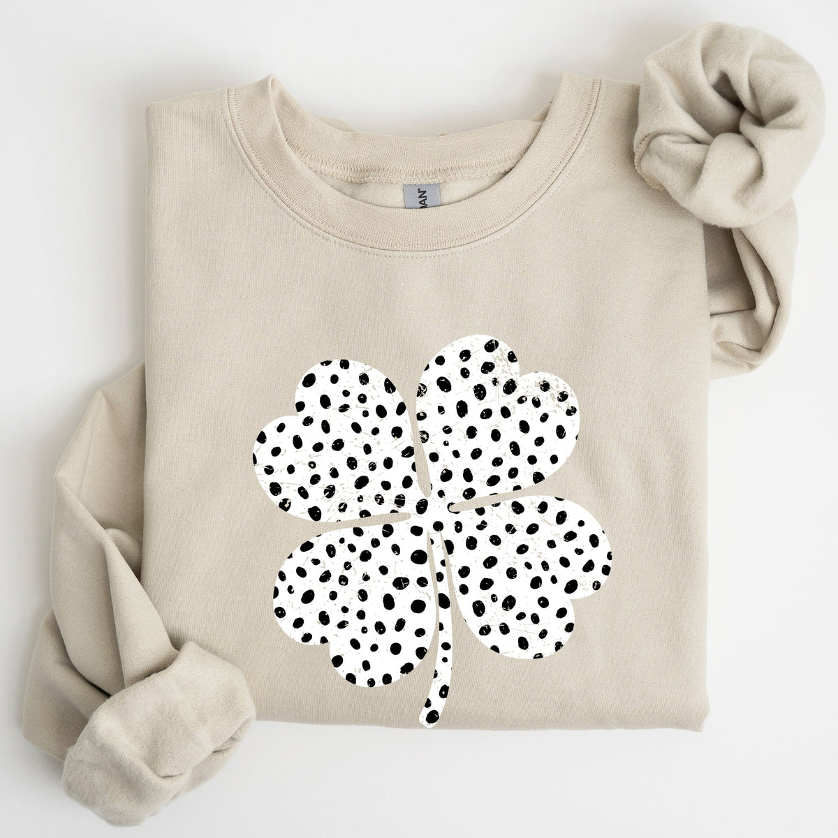 Polka Dot Shamrock Allover Dalmatian Print Festive St Patrick's Day Cozy Sweatshirt