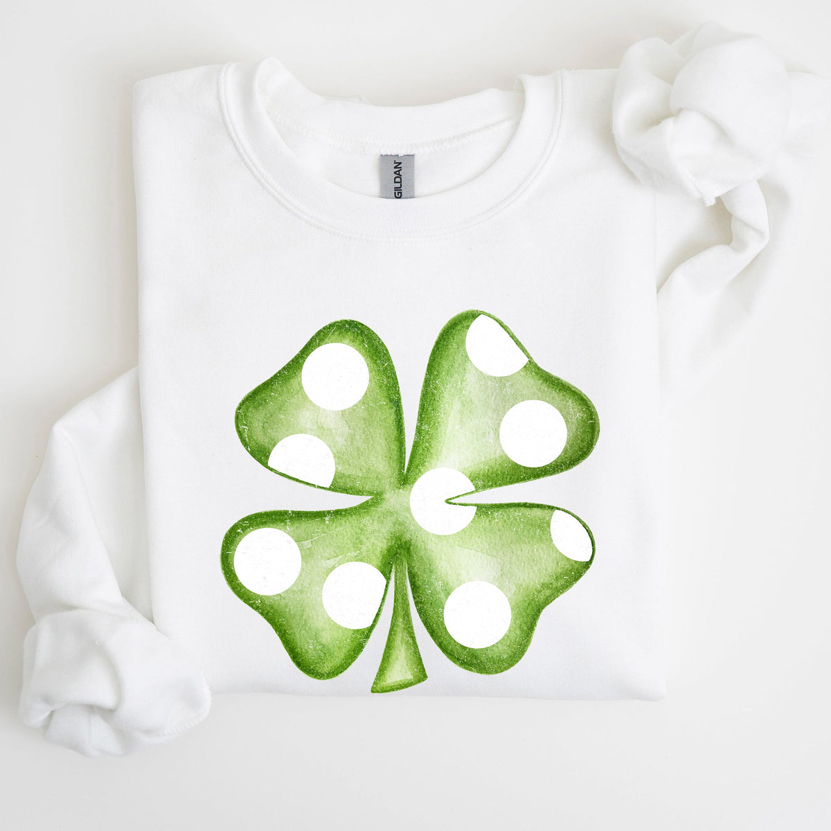Polka Dot Shamrock St Patrick's Day Celebration Pattern Graphic Festive Irish Pride Sweatshirt