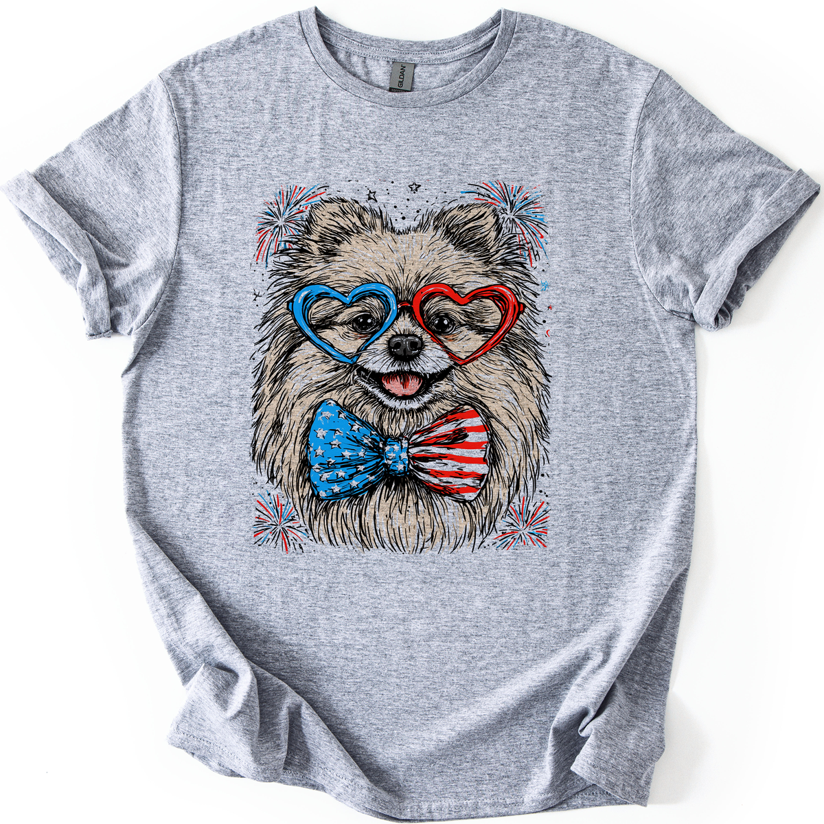 Pomeranian Patriotic Dog USA Flag Lover 4th Of July Celebration For Pet Lovers Graphic Tee