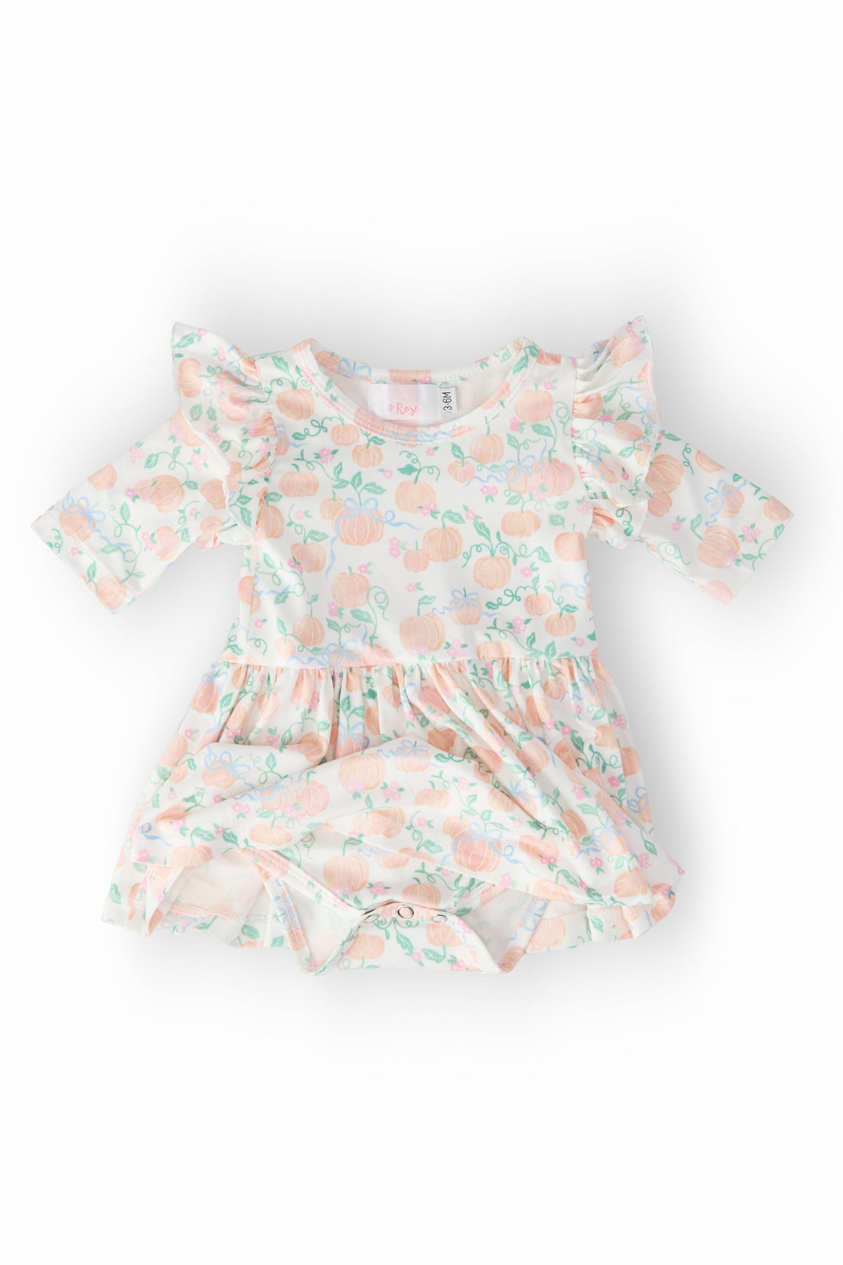 Pretty Pumpkins 3/4 Sleeve Flutter Twirl Bodysuit