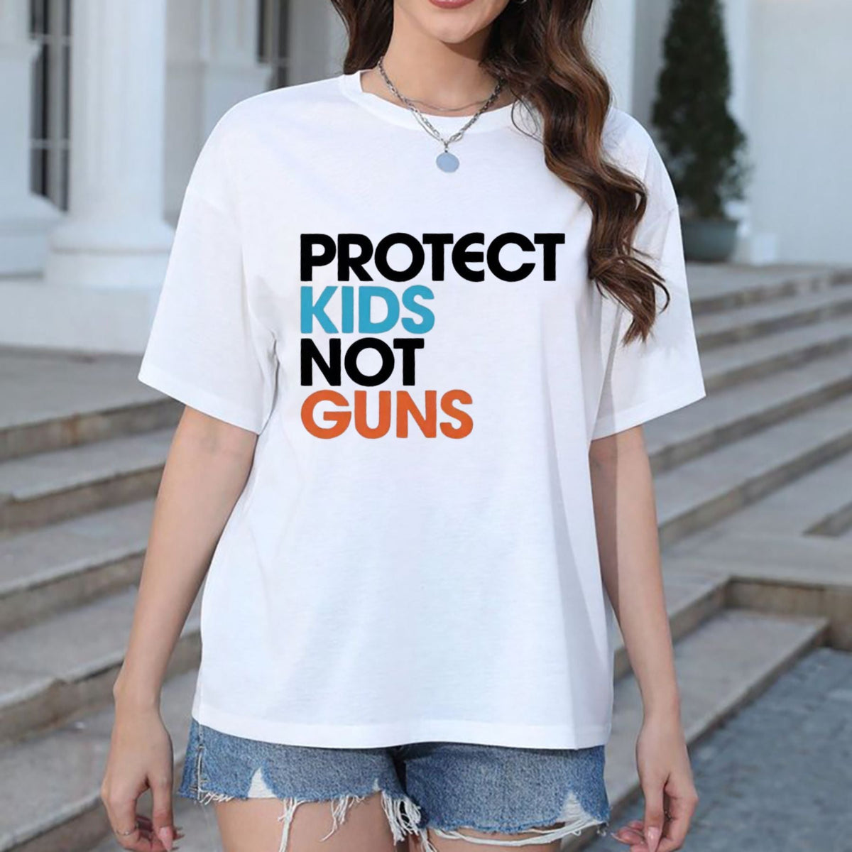 "Protect Kids Not Guns" T-Shirt - 2 Sided "Thoughts and Prayers" Tee, End Gun Violence Apparel
