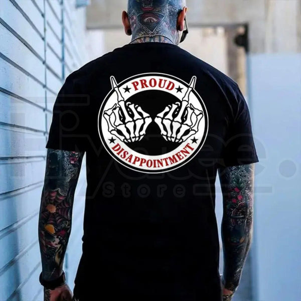 "Proud Disappointment" Defiant Bone Hand T-Shirt – Edgy Streetwear Cotton Tee