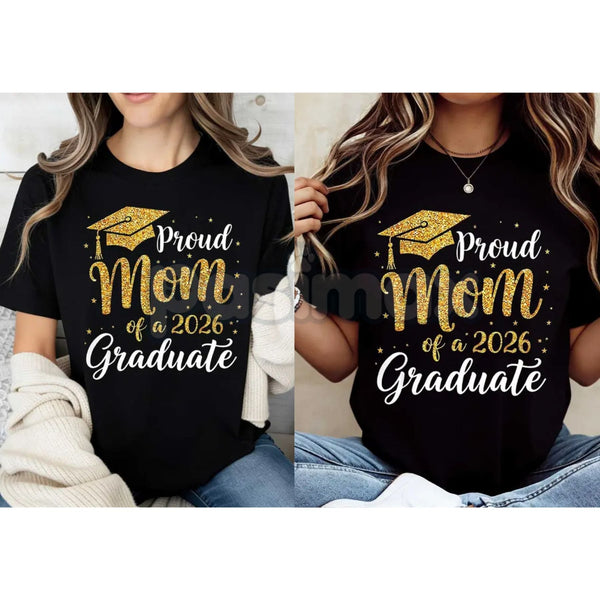 "Proud Mom of a 2026 Graduate" T-Shirt – Graduation Cap & Tassel Graphic Tee, Premium 100% Cotton Senior Mom Top, Soft Lived-In Heavyweight Milestone Shirt, Made in USA