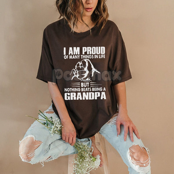 "Proud of Many Things" Grandpa T-Shirt - Personalized Monogrammed Tee, Funny Grandfather Gift