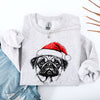 Festive Pug Santa Christmas Dog Lover Holiday Pals Pattern Cozy Fleece Sweatshirt