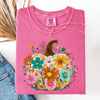 Pumpkin Floral Watercolor Leopard Print Pumpkins Bouquet Halloween Fall Comfort Colors Tee