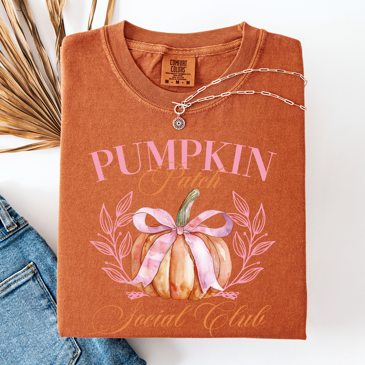 Pumpkin Patch Social Club Watercolor Leopard Print Pumpkins Hand Painted Bouquet Autumn Harvest Comfort Colors Tee