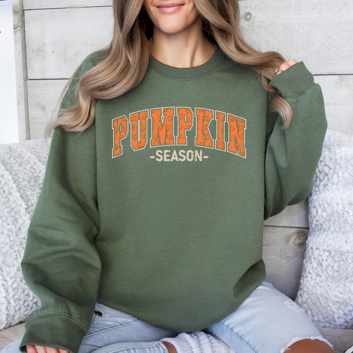 Pumpkin Queen Autumn Harvest Cozy Varsity Ultra Soft Graphic Fall Favorite Sweatshirt