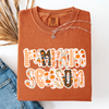 Pumpkin Season Leopard Print Watercolor Bouquet Pattern With Classic Autumn Vibe Comfort Colors Tee