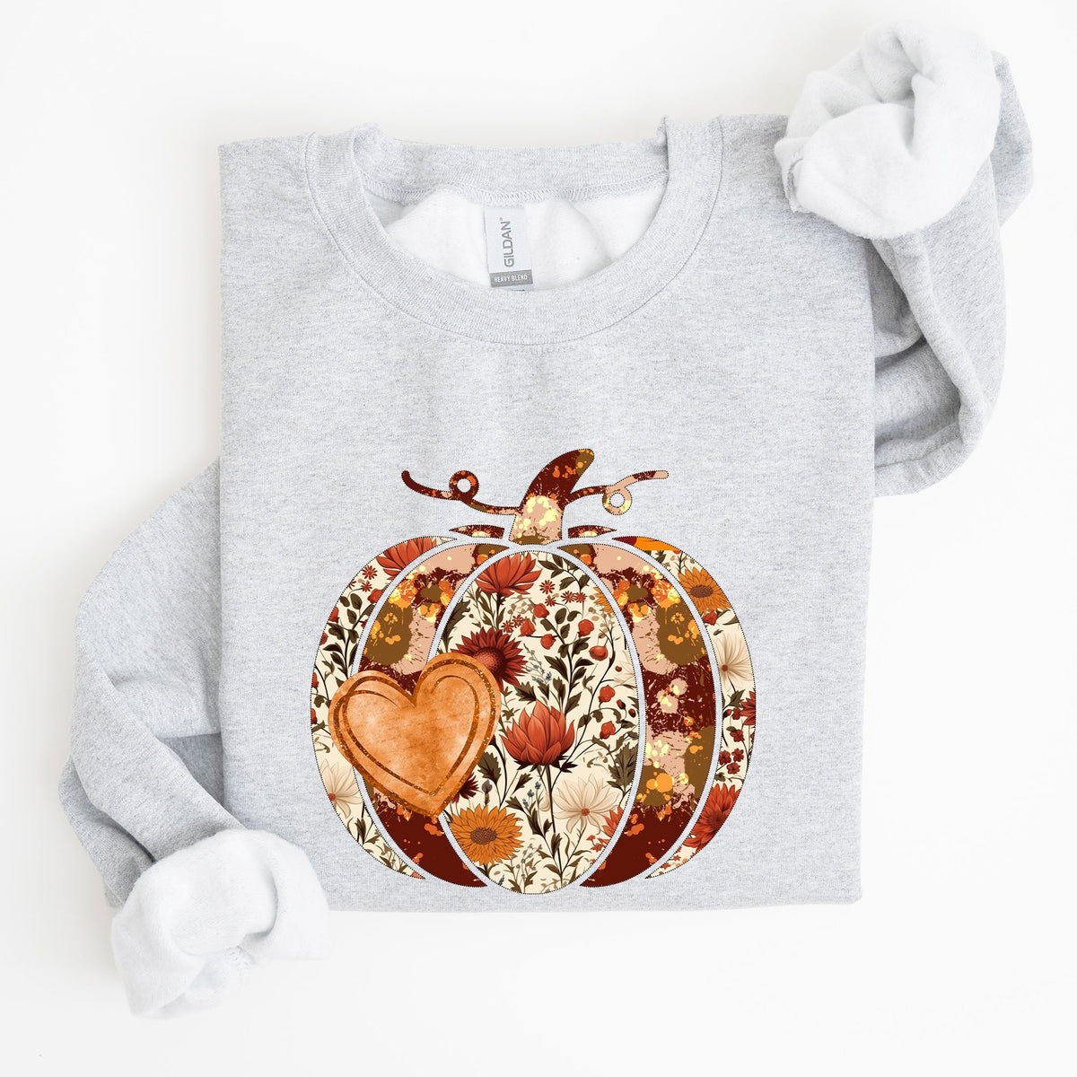 Pumpkin Heart Love Thanksgiving Fall Autumn Halloween Floral Flower Seasonal Sweatshirt