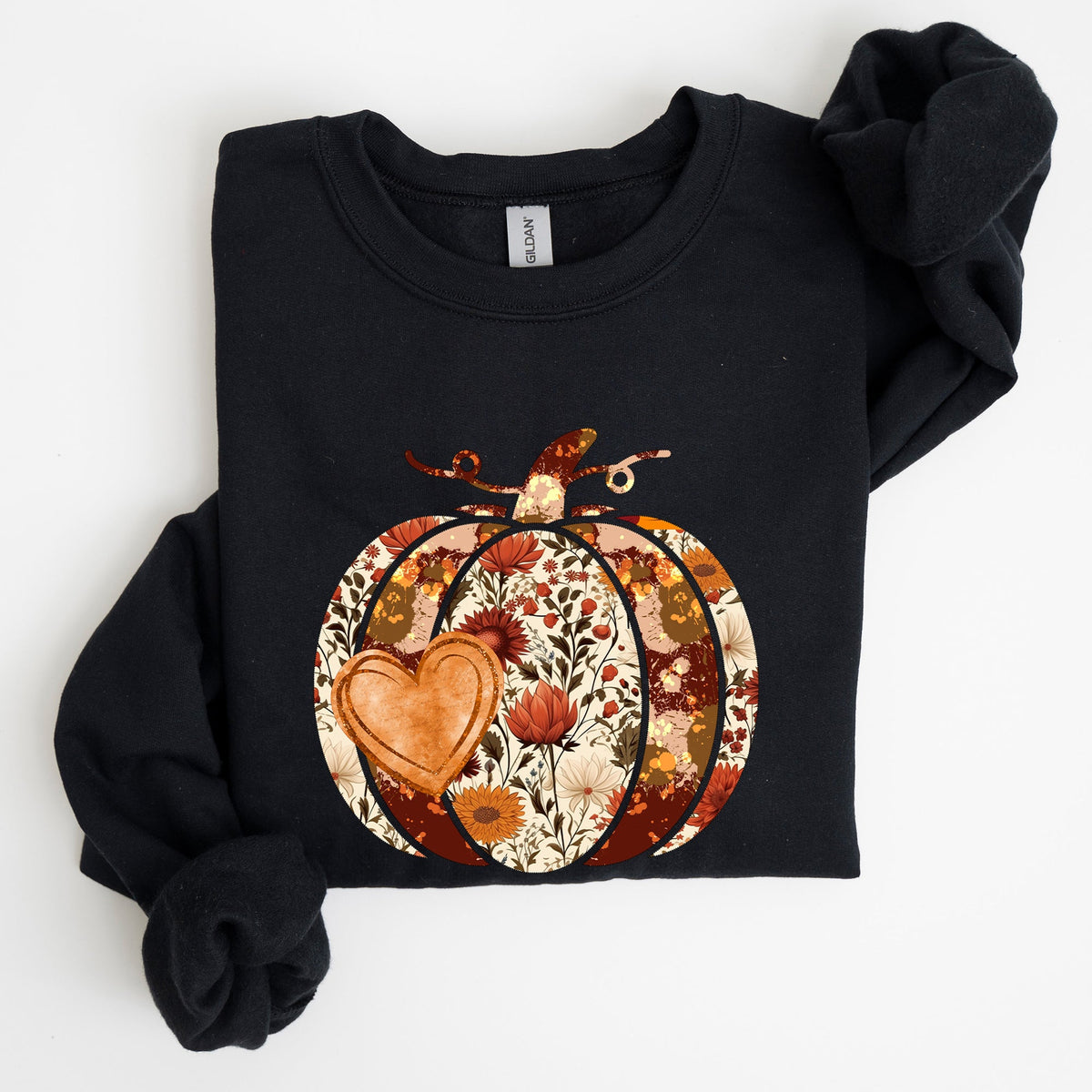 Pumpkin Heart Love Thanksgiving Fall Autumn Halloween Floral Flower Seasonal Sweatshirt